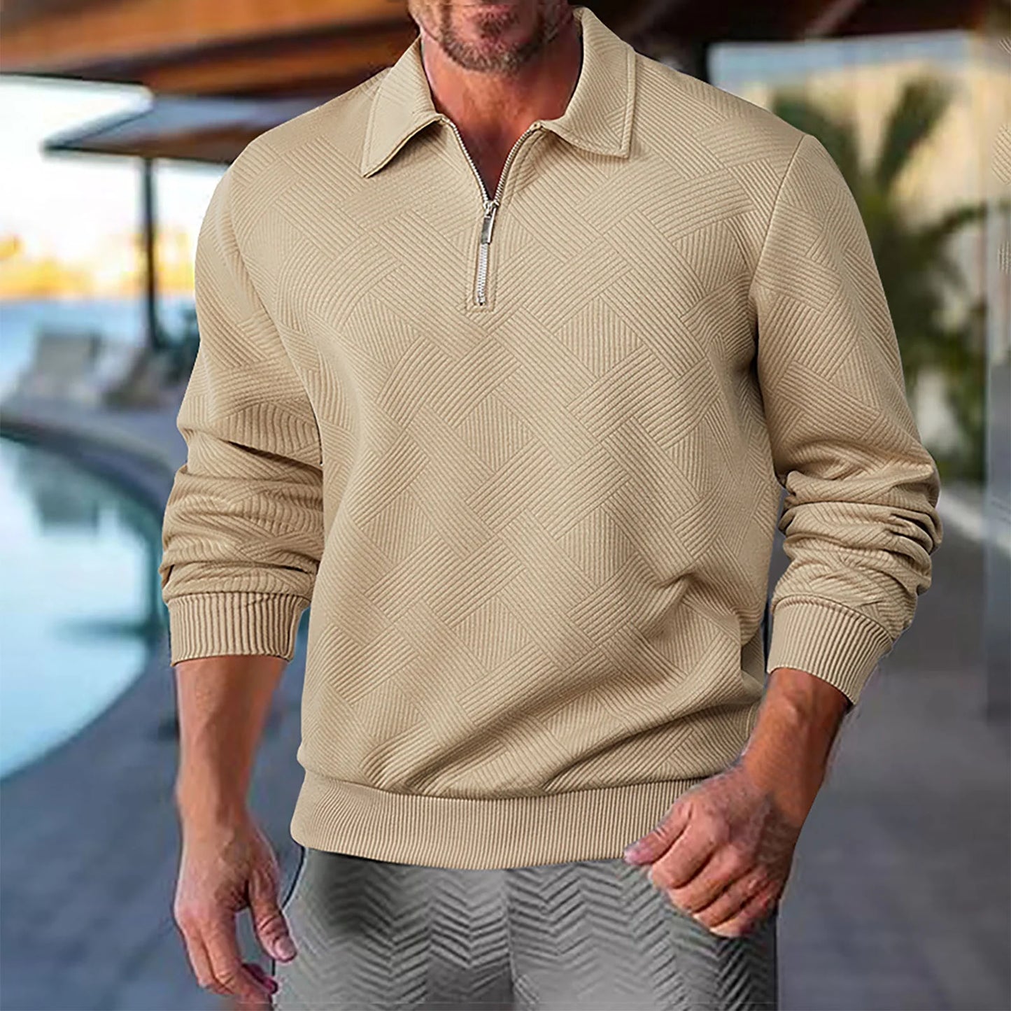 Leon | Eleganter Strickpullover mit Reißverschlusskragen